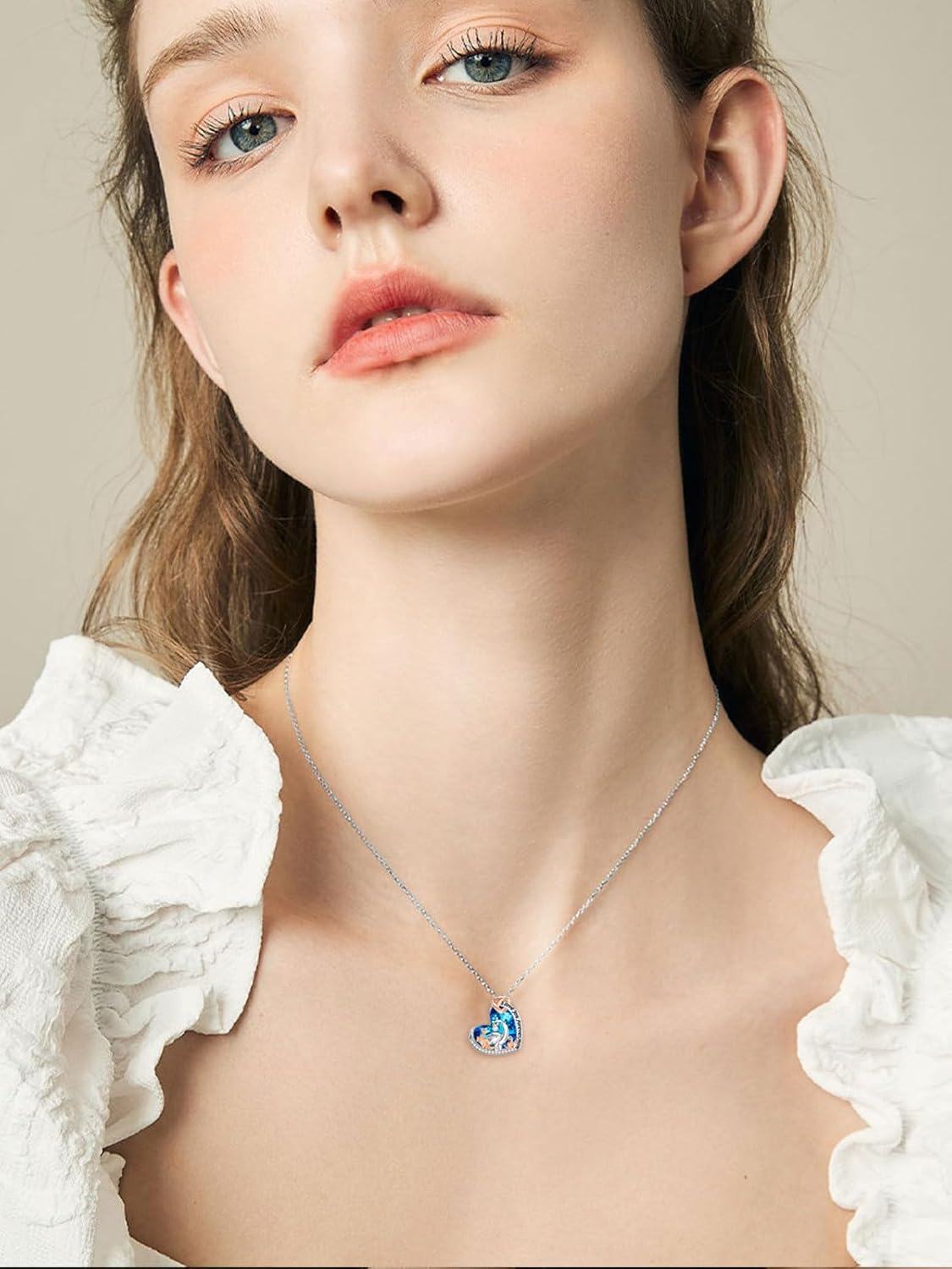 925 Sterling Silver I Love You Forever Heart Pendant w/ Blue Crystal & Dinosaurs - Gift for Mom-0-3