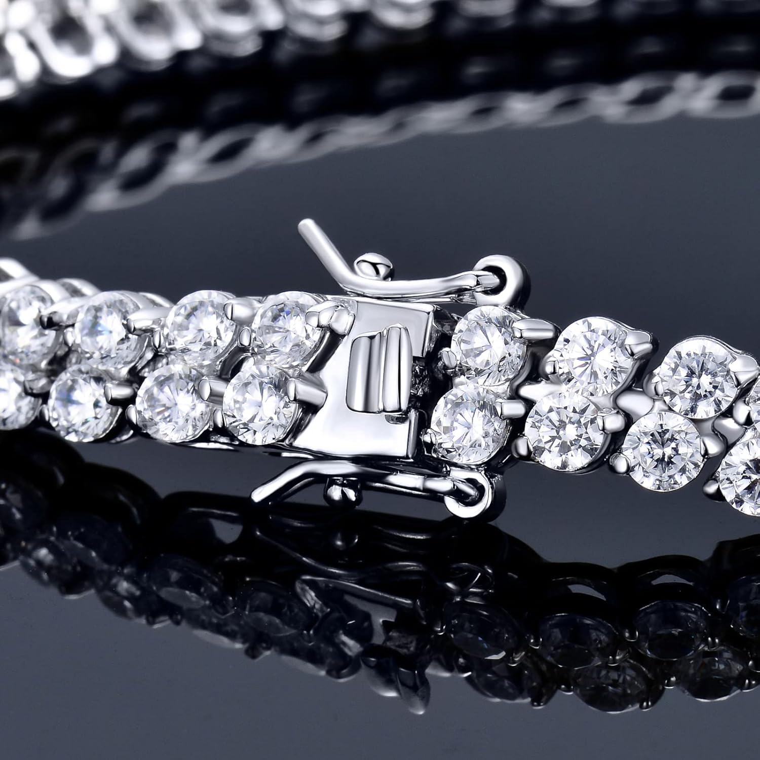 Sterling Silver Cubic Zirconia Tennis Ankle Bracelet 7 5 Shiny Gift-0-4