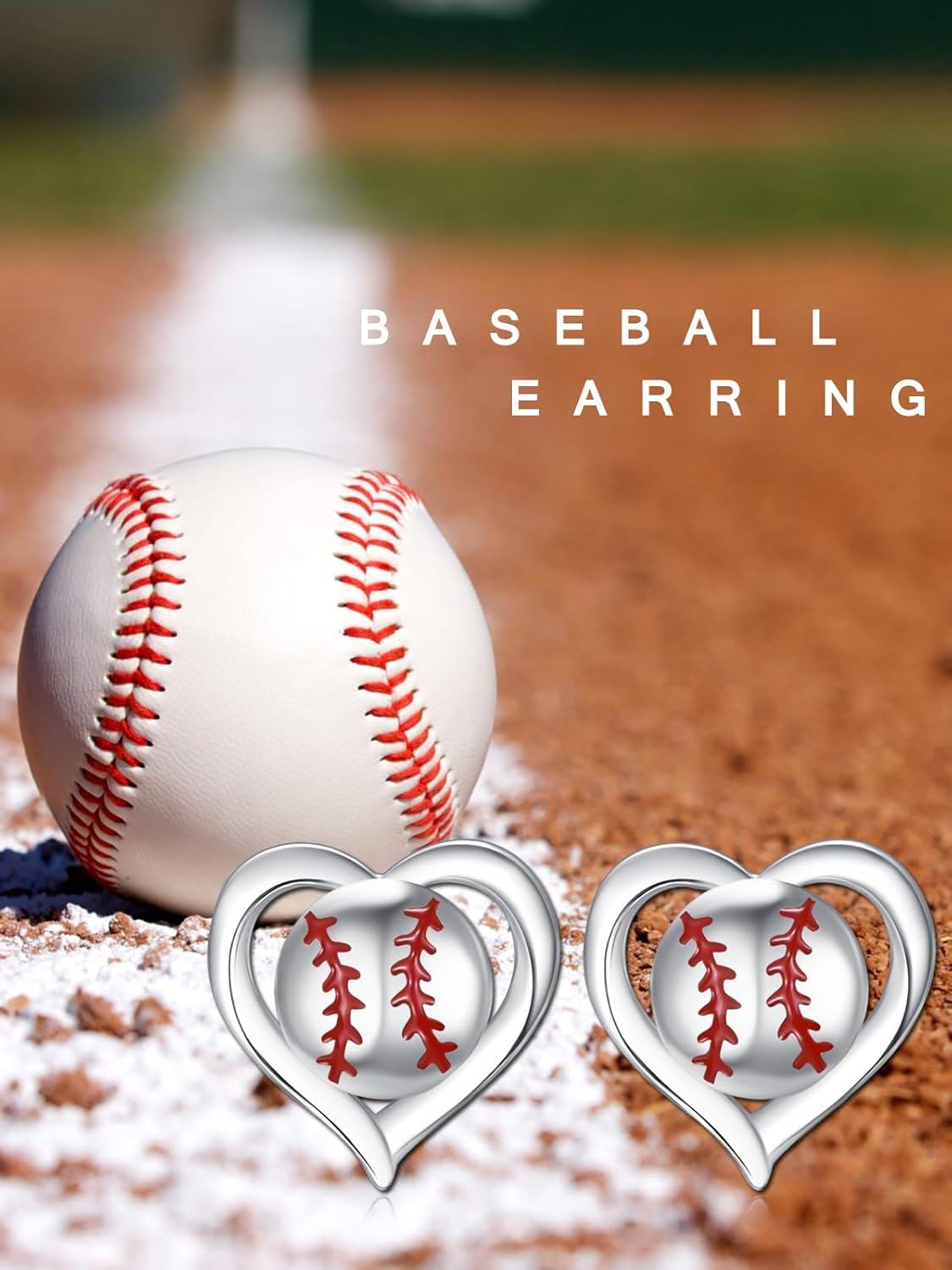  Sterling Silver Heart Stud Sports Game Earrings Jewelry Gifts for Women -0-2