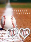 wholesale 925 Sterling Silver Baseball Heart Stud Earrings Sporty Gift for Women-0-1