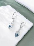 wholesale 925 Sterling Silver Heart Birthstone Celtic Knot Dangle Leverback Earrings-0-14