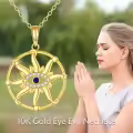 wholesale 10K Gold Evil Eye Pendant with Stars and Moon Necklace Wholesale for Women-0-5