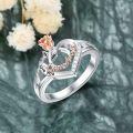 wholesale TOUPOP Grandma Ring With Rose Flower - I Love You Jewelry Gift For Grandmother - 925 Sterling Silver Love Heart Ring For Women's Birthday -0-3