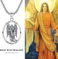 wholesale 925 Sterling Silver Saint Uriel Angel Pendant Necklace  Catholic Medal Protection Jewelry for Women Men Gift 45cm Chain Length-0-4