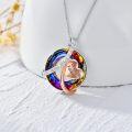 wholesale TOUPOP Gifts For Women Sterling Silver Forever Love Heart Pendant Necklaces With Purple Circle Crystal For Her Girls Jewelry Birthday Anniversary Christmas Gifts -0-2