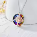 TOUPOP Sterling Silver Purple Crystal Forever Love Heart Pendant Necklace-0-2