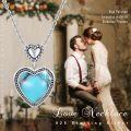 wholesale 925 Sterling Silver Heart-Shaped Turquoise Stone Pendant Necklace-0-5