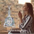 wholesale 925 Sterling Silver Celtic Knot Blue Crystal Cremation Pendant Necklace-0-2