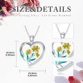 wholesale 925 Sterling Silver Yellow Enamel Daffodil Heart Pendant Necklace for Women-0-5