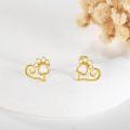 wholesale 14K Gold Opal Heart Dog Cat Animal Lover Stud Earring for Women Girls Gifts-0-2