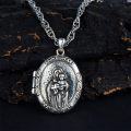 wholesale Sterling Silver Photo Locket Saint Pendant Necklace Religious Jewelry Gift-0-2