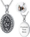 wholesale  Sterling Silver 12 Month Birth Flower Photo Locket Necklace Jewelry Gift -0-52