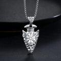 wholesale 925 Sterling Silver Norse Vegvisir Compass Viking Arrowhead Pendant Necklace  for Men-0-1