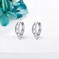 wholesale 925 Sterling Silver Moon & Star Hoop Earrings with Blue Cubic Zirconia Stones for Women-0-4