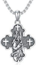 wholesale 925 Sterling Silver Cross Pendant with Religious Figures and Crucifixes on Chain for Men Women  47cm Length-0-0