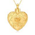 TOUPOP 10K Gold Rose Urn Necklace For Ashes, Custom Engraving Memorial Jewelry-0-1