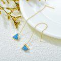 wholesale 14K Gold Green Stone Triangle Drop Threader Earrings-0-15