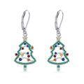 wholesale 925 Sterling Silver Christmas Tree Earrings With Multi Gemstones-0-0