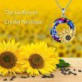 wholesale 925 Sterling Silver Sunflower Necklace With Colorful Crystal Pendant-0-5