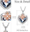 wholesale 925 Sterling Silver Blue Austrian Crystal Heart Pendant with Rose Gold Flower and Chain - Keepsake Jewelry for Ashes-0-2
