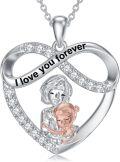wholesale 925 Sterling Silver Infinity Love You Forever Pendant Necklaces for Grandma and Granddaughter-0-0