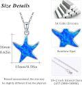 wholesale 925 Sterling Silver Blue Opal Starfish Pendant Necklace Sea Life Jewelry for Women Girls 45cm Chain Length-0-4