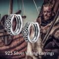 wholesale 925 Sterling Silver Viking Vegvisir Compass Rune Oxidized Hoop Earrings-0-1