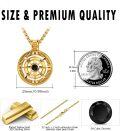 wholesale 925 Sterling Silver Plated Gold  Black Stone Compass Pendant Necklace  24 Chain-0-4