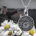 TOUPOP Sterling Silver Sunflower Urn Necklace with Stone For Ashes Cremation Memorial Jewelry-0-2