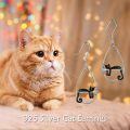 wholesale 925 Sterling Silver Cat Heart Hoop Dangle Earrings Cute s for Women-0-5