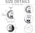 wholesale 925 Sterling Silver 925 Crescent Moon & Crowned Skull Pendant Necklace  - Gothic Memento Mori Jewelry for Men and Women-0-2