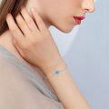 wholesale 925 Sterling Silver Blue Opal Sea Turtle Charm Adjustable Chain Bracelet for Women Girls-0-3