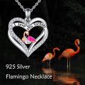 wholesale 925 Sterling Silver Flamingo Heart Pendant Necklace for Women Mother Wife Gift-0-5