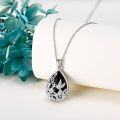 wholesale 925 Sterling Silver Hummingbird & Flowers on Black Onyx Teardrop Pendant Necklace Gift for Women-0-3