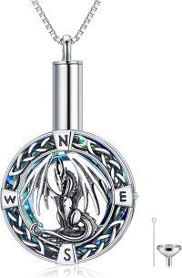 wholesale 925 Sterling Silver Crystal Dragon Urn Necklace for Ashes, Cremation Keepsake Jewelry-Celtic-Dragon