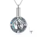 TOUPOP Sterling Silver Blue Crystal Eagle Dragon Phoenix Bear Cremation Urn Necklace-0-0