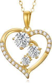 wholesale 14K Gold Yellow Diamond Heart Pendant Necklaces for Women 1CTTW-Style-1