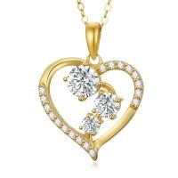 wholesale 14K Gold Yellow Diamond Heart Pendant Necklaces for Women 1CTTW-Style-1