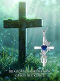 wholesale 925 Sterling Silver Birthstone Dragonfly Cross Pendant Necklace for Women-0-2