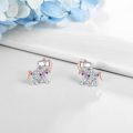 wholesale 925 Sterling Silver Unicorn Stud Earrings with Colorful Crystals and Rose Gold Accents - Perfect Gift for Women & Girls-0-5