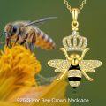 wholesale 925 Sterling Silver Honeycomb Bee with Crown Pendant Necklace for Women Girls Gifts-0-5
