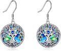 wholesale 925 Sterling Silver Abalone Tree of Life Earrings with Star of David Design-0-0