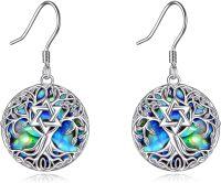 wholesale 925 Sterling Silver Abalone Tree of Life Earrings with Star of David Design-Star of David