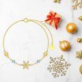 wholesale 14k Gold Blue Topaz Snowflake Bracelet-0-5