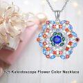wholesale 925 Sterling Silver Multicolor Stone Flower Design Pendant Necklace-0-3