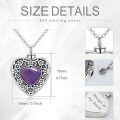 wholesale 925 Sterling Silver Heart Cremation Urn Necklace Oxidized Floral Amethyst Memorial Pendant-0-4