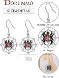 wholesale Silver Spider Web Drop Earrings for Women Gothic Jewelry 925 Sterling Silver Dangle Hook Earings with Crystal Rhinestone and Black Enamel Spiders on Cobweb Design (Spider)-0-1