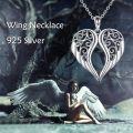wholesale 925 Sterling Silver Heart-Shaped Wing Pendant Necklace Gift for Women-0-2