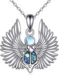 wholesale 925 Sterling Silver Moonstone & Abalone Shell Angel Wing Heart Scarab Pendant Necklace s for Women-0-0
