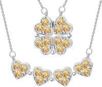 wholesale  Metal Stone Clover Birthstone Necklace Magnetic Four Leaf Heart Pendant Foldable Shamrock Conversion Gift for Women -11-November-10-October